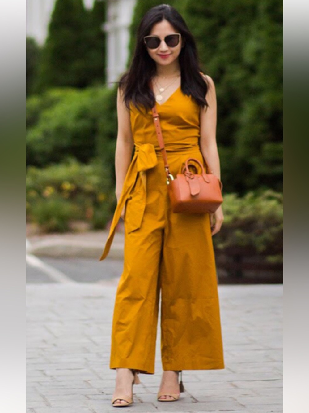 J. Crew Mustard Wrap Wide-Leg Jumpsuit
